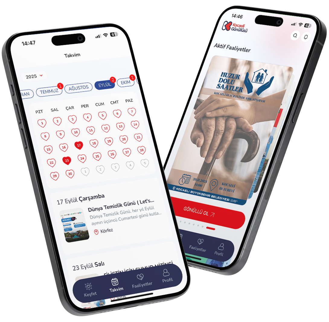 Kocaeli Gönüllüsü mobil uygulama önizlemesi